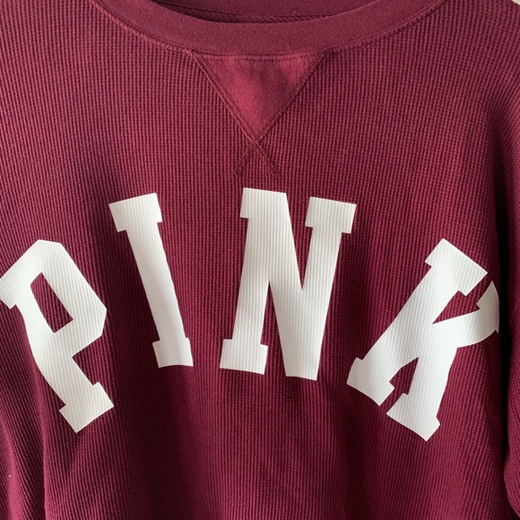 PINK Maroon Oversized Crop Top Thermal - Picture 2 of 6